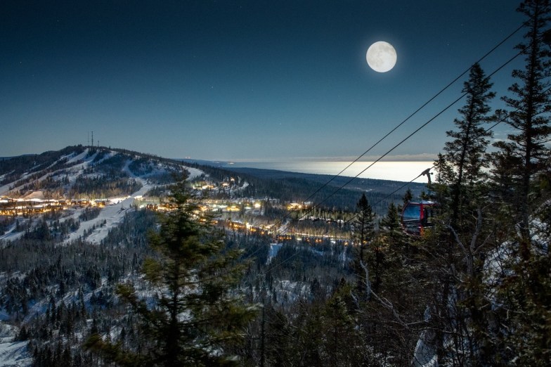 Moon shining over Lutsen Mountains