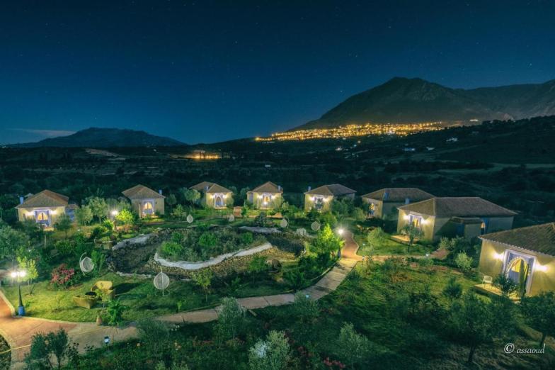 Individual rooms under the dark sky