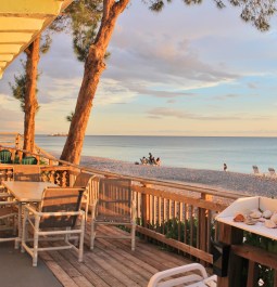 beachfront balcony at sunset