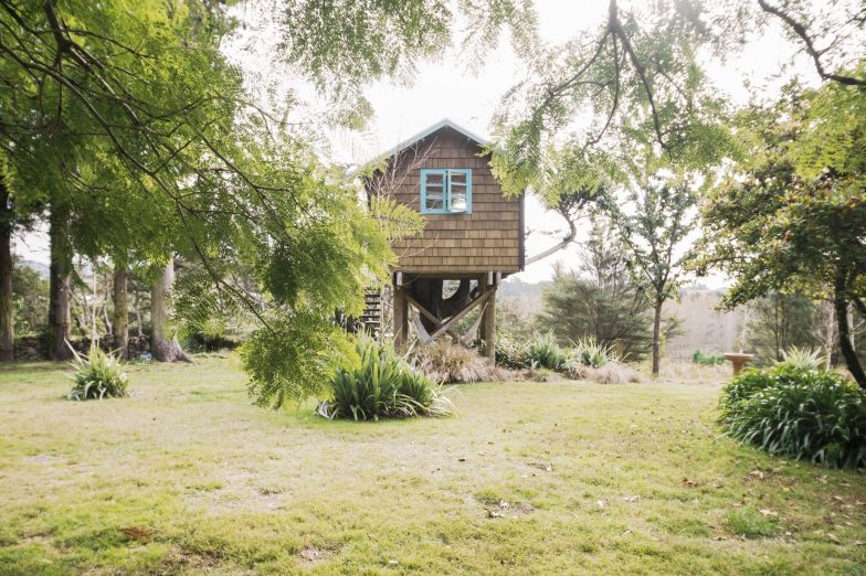 Cute single storey treehouse on stilts in the garden