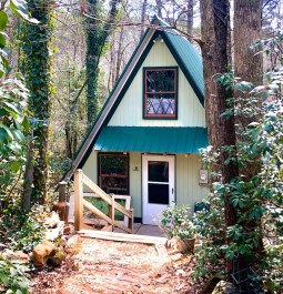 exterior of A-frame cabin in georgia