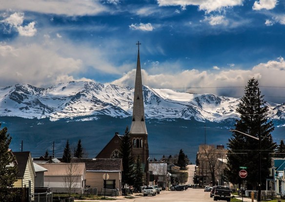 downtown Leadville with the Rockies in the backdrop