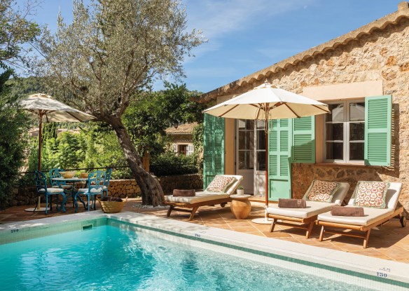 View of a villa suite with private pool and garden terrace