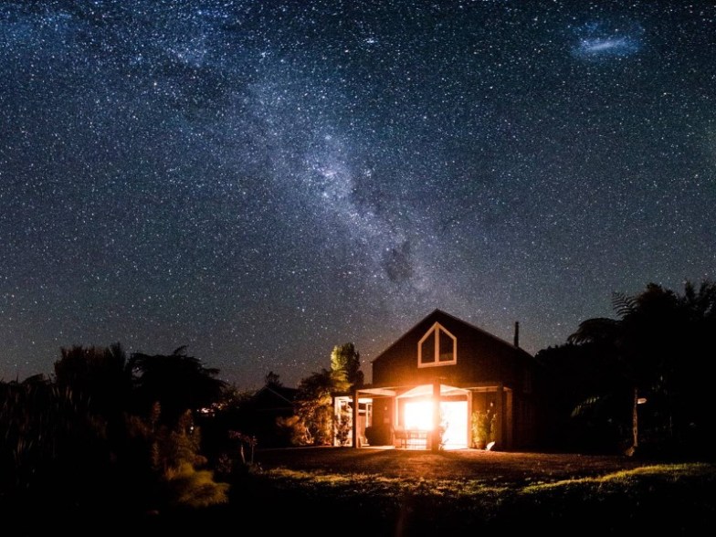 Milky way above guest kitchen at Wairua Lodge