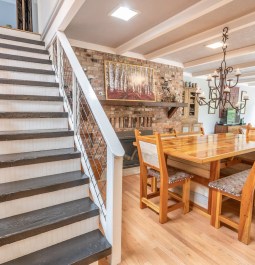 elegant interior with stairs and dining area