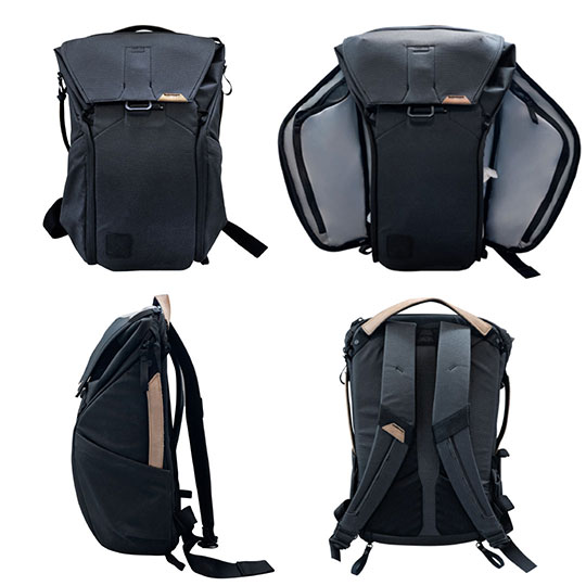 Better product images lead to more sales. White cut out image of four views of a backpack.